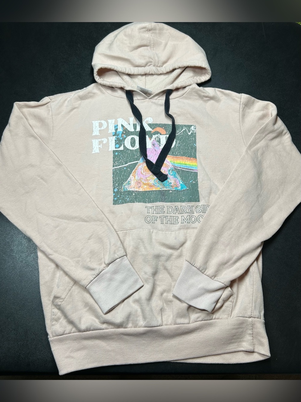 Pink Floyd Men’s Size S Pink Distressed Dark Side Of The Moon Graphic Hoodie